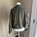 American Eagle  Olive Green Corduroy crop raw hem Jacket Photo 5