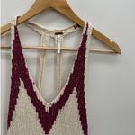 Free People Tank Women Small Knit Sweater Cream Deep V Racerback Tunic On Hold Photo 3