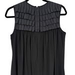 Women's 100% Silk Black Sleeveless Pleated A Photo 6