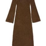 NWT Honor The Gift Brown Fuzzy Knit Maxi Dress Long Sleeve Open Tie Photo 0