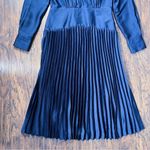 Scotch & Soda • Pleated V-Neck Midi Dress navy blue surplice wrap long sleeve Photo 6