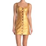 Free People Gold Leather Mini Dress Size 2 New w/Tag Retail $300 Photo 2