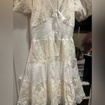 NWT Rubienn Eyelet Tired Back Tie Frill Mini Dress In Off White Photo 8