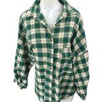 LIONESS Green Plaid Checkered Flannel Long Sleeve Button Down Shirt Jacket Sz XL Photo 0