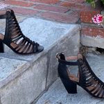 Vince Camuto Black Strappy Caged Vi-Greta Sandal Heels Photo 16