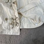 Coldwater Creek  Embellished Denim Jacket‎ Floral Beaded Cream White W18 Photo 7
