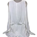 Elan Dolman Slit Sleeve Cut Out Plunge Neck Strappy Lace Up Romper White Large Boho Photo 4