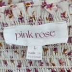  Cream and Pink Floral Boho Crop Top NWT Size Large Pink Rose Blouse Photo 5