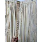 Free People NWT  Cream Linen Wide Leg Drawstring Pants Size L Boho Beach Resort Photo 5