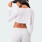 Edikted  Raw Sheer Hem Crop Top Long Sleeve XS Photo 1