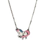 Magical Peach Pink Turquoise Star Glitter Unicorn Necklace And Post Earrings Photo 7