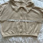 Madewell  Beige Ruffle Collar Top Sz Large Photo 3