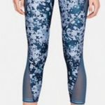 Under Armour Capri Leggings Womens M Blue Camo Mesh Cropped Athleisure Gym Photo 0