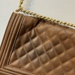 Bebe -  brown quilted pattern purse with gold strap crossbody Photo 3