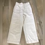 Free People High Rise Wide Leg Crop Pants Creme Womens Size 4 Cotton Photo 0