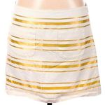 J.Crew  Womens Mini Skirt Striped Ivory Gold Pockets Size 10” Photo 0
