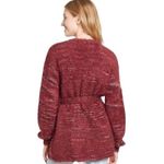 Knox Rose  Cardigan Sweater Womens XL Burgundy Red Fuzzy Eyelash Tie Front Cozy Photo 4