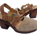 Kork-Ease KORKS Wendy Taupe Rust Fur Suede Combo Fabric Platform Sandals 9 Photo 0