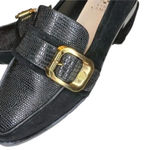 Vince Camuto NWT Leather Cenkanda Gold Buckle Embossed Loafer Shoe Black Size 7 Photo 6