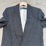 ZARA Women’s Linen Blazer Open Front Striped Rolled Sleeve Academia in Black S Photo 4