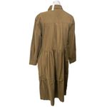 Madewell NEW  Brown Pleated Long Sleeve Tiered A Line Midi Shirt Dress Size L Photo 1