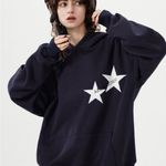 Aelfric Eden Y2K Style Oversized Navy Star Hoodie Photo 0