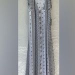 EXPRESS NWT  fully lined, silver, white halter neck, back slit maxi dress; XS Photo 0