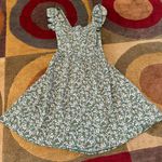 SheIn Green White Floral Print Ruffle Sleeve Mini Dress Tie Back Cutout Small Photo 0