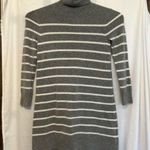 J.Crew  Women‎ Size Medium Sweater Dress Gray White Striped Wool Blend Turtleneck Photo 0