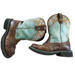 Justin Boots Justin's Turquoise Green & Brown Embroidered Flower "Gypsy" Cowboy Boots Photo 5