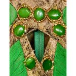 NWT Mandalay Dark Lime Green Gold Silk Beaded Maxi Evening Gown Dress Womens 10 Photo 11