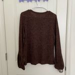 Caribbean Joe EUC |  women’s floral waffle knit puff sleeve‎ brown shirt large Photo 4