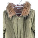 Meaveor army green olive faux fur lined hood M coat adjustable waist soft shell Size M Photo 2