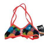 Tyr. Durafast One Pacific Tieback Bikini Swim Top Pineapple Print Black Orange XS Photo 2