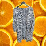 Massimo Dutti Navy White Marled Knit Long Cardigan Italian Yarn Sweater Size S Photo 1