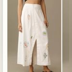 Anthropologie NWT Maeve Embellished Linen Wrap Midi Skirt - neutral motif - 10 Photo 2