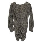 Forever 21 NWOT  Mini Dress Womens S Green Snakeskin Long Sleeve Ruched V-Neck Photo 4