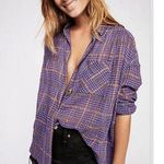 Free People | Women's Oversize Break My Stride Plaid Button Up Shirt Sz S Photo 0