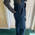 Gap Straight Leg Denim Overalls Jumpsuit With Bow Wrap  Photo 5