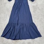 MINKPINK NWT Arielle Midi Dress Shortsleeve Striped Smocked Back Navy Black S Photo 10