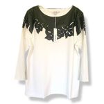 Chico's Chico’s Faux Leather Ponte Mix Top Sz 2/L Photo 1