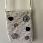 Womens Quilted Crochet Crossbody Bag with Black Grey Beige Button Embroidery Gray Photo 1