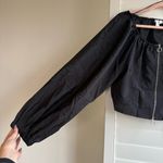 Topshop Black taffeta balloon sleeve double zip crop top size Small Photo 2