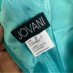 Jovani NWOT Teal Mini Dress with Feather Cuffs Size 8 Photo 8