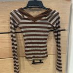 BDG NWOT Urban Outfitters Shannen Brown Striped Long Sleeve Ribbed T-Shirt XS Photo 6