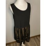 Entro  Little Black Dress Womens L Floral Lace Slip Tunic Sleeveless Babydoll Photo 6