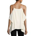 Theory  Womens Petteri Rosina Crepe Top White Cold Shoulder Size Small Photo 1