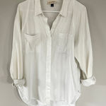 Universal Threads Universal Thread White Cotton Oversized Button Down Shirt (L) Photo 0