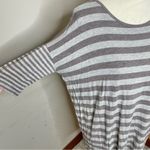 LuLaRoe Oversized Grey Striped Drop Shoulder Irma Tunic Top Shirt XXS Photo 3
