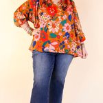 Entro  Ruffle Collar Floral Long Sleeve Blouse Photo 0
